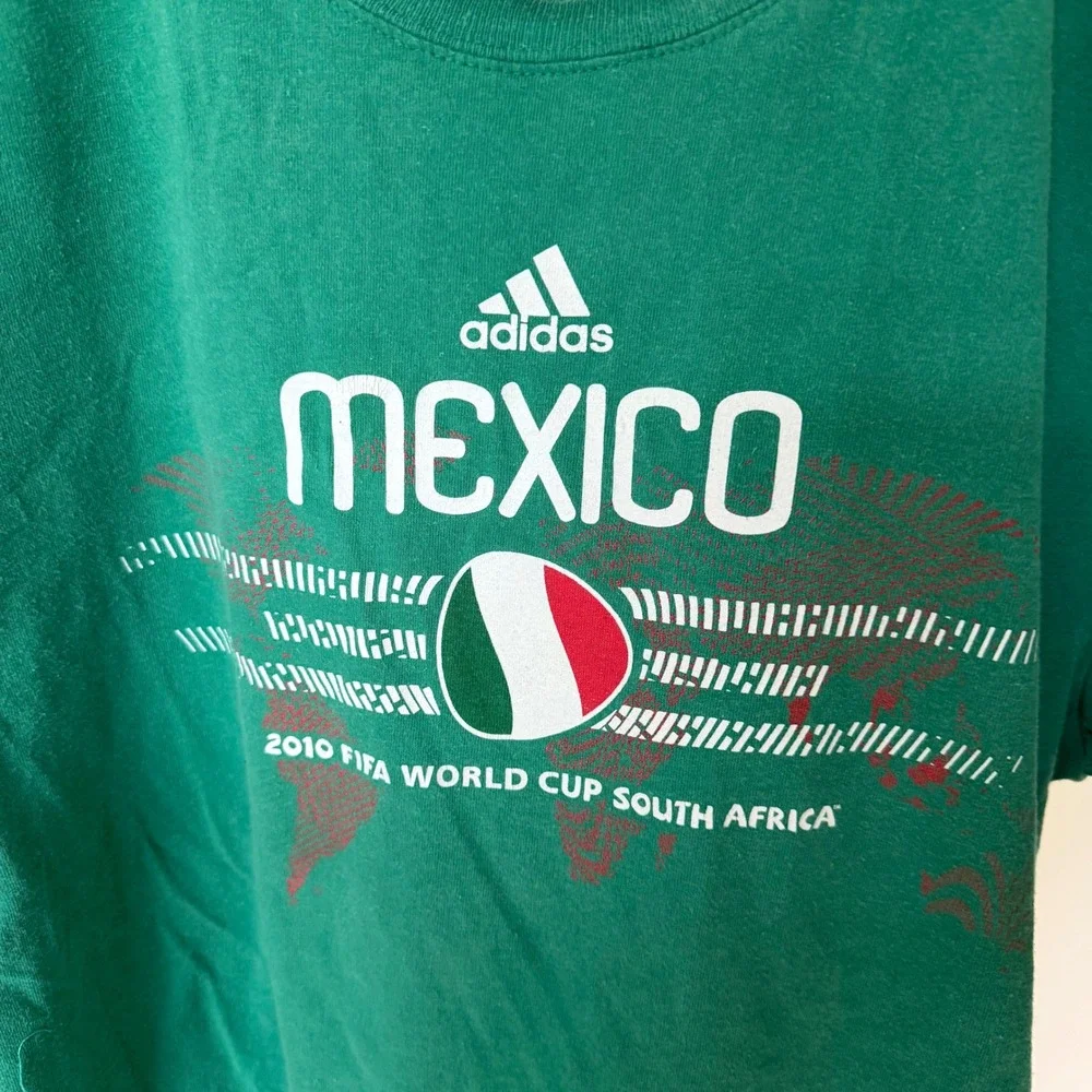 Adidas Mexico 2010 FIFA World Cup South Africa Green Graphic T-Shirt Mens‎ L